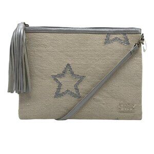 WKND WYFR Ivory Canvas and Silver Star Convertible Clutch